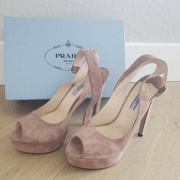 Prada Suede Slingback Platform Pumps - Picture 7 of 8